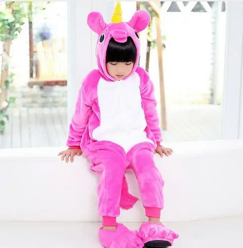 Ярко-розовые пижамы с единорогом зимняя Пижама для девочек детская одежда для сна с рисунком единорога Коралловая флисовая мальчиковая Пижама de unicornio Inverno - Цвет: pikachu