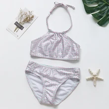 Купальник бикини для девочек горячая штамповка Детские купальники От 4 до 16 лет пляжная одежда для девочек купальный костюм JX25