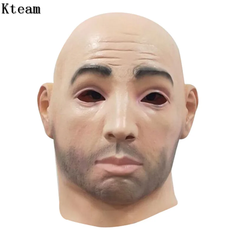 

Funny!! Realistic Latex Crossdress Mask Male Man Disguise Goatee Beard mask Halloween Cosplay Masquerade prop Costumes Accessory