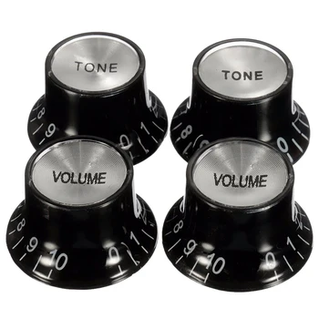 

New Guitar Knobs 2 Volumes and 2 Tones Silver Top Hat Bell