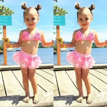 Новинка года; розовое бикини для маленьких девочек; женский купальник; купальный костюм