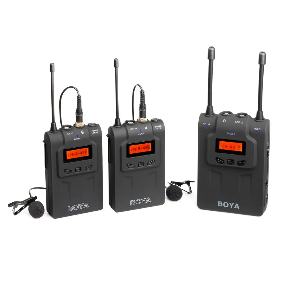 BOYA BY WM8 Wireless Lavalier Microphone 2 Transmitter + 1 Receiver 48