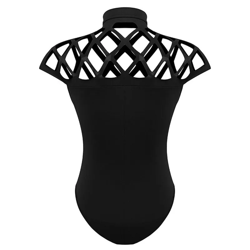 Fashion summer jumpsuit woman 2018 Choker High Neck Bodycon Caged Sleeves Jumpsuit Bodysuit Tops pantaloni siamesi A03#N (7)