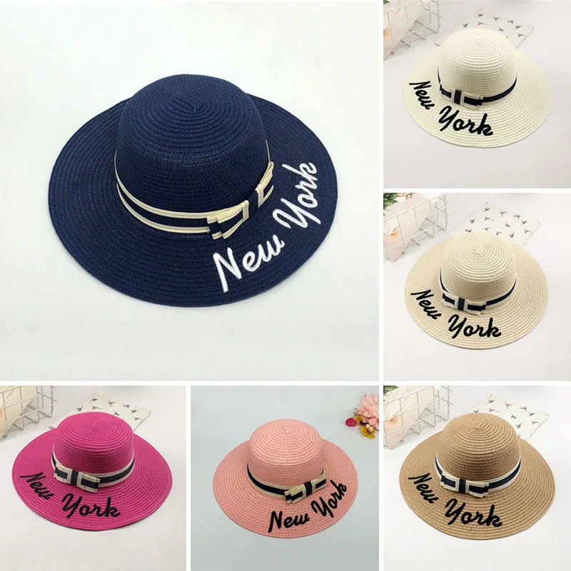 Women Summer Hats Panama Bow Sombrero Sun Straw Hat Foldable Beach Bone Visor Cap FK88