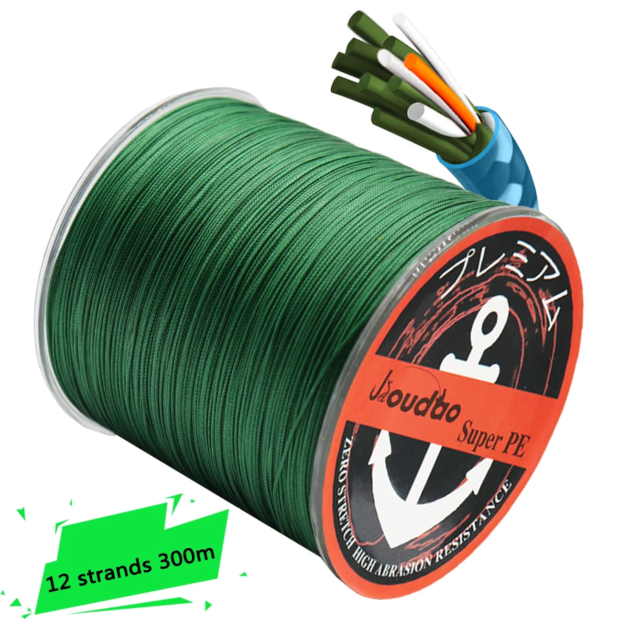 

Jioudao Series 12 Strands 300M Brand Line Japan Multifilament 100% PE Braided Fishing Line 35LB To 180LB