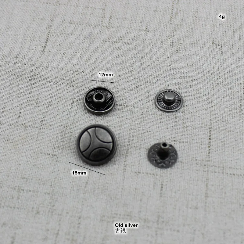 10 комплектов 15 мм старая Серебристая сумка металлическая кнопка без ниткошвейная машина кнопки шпильки застежка