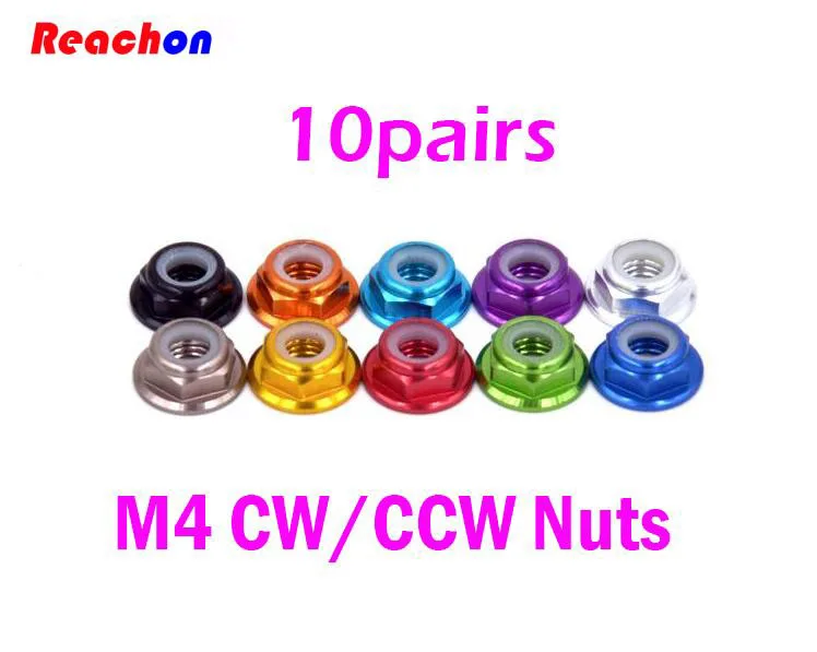 10pairs Aluminum Alloy M4 Cw Ccw Nut Flange Nuts Locknuts For
