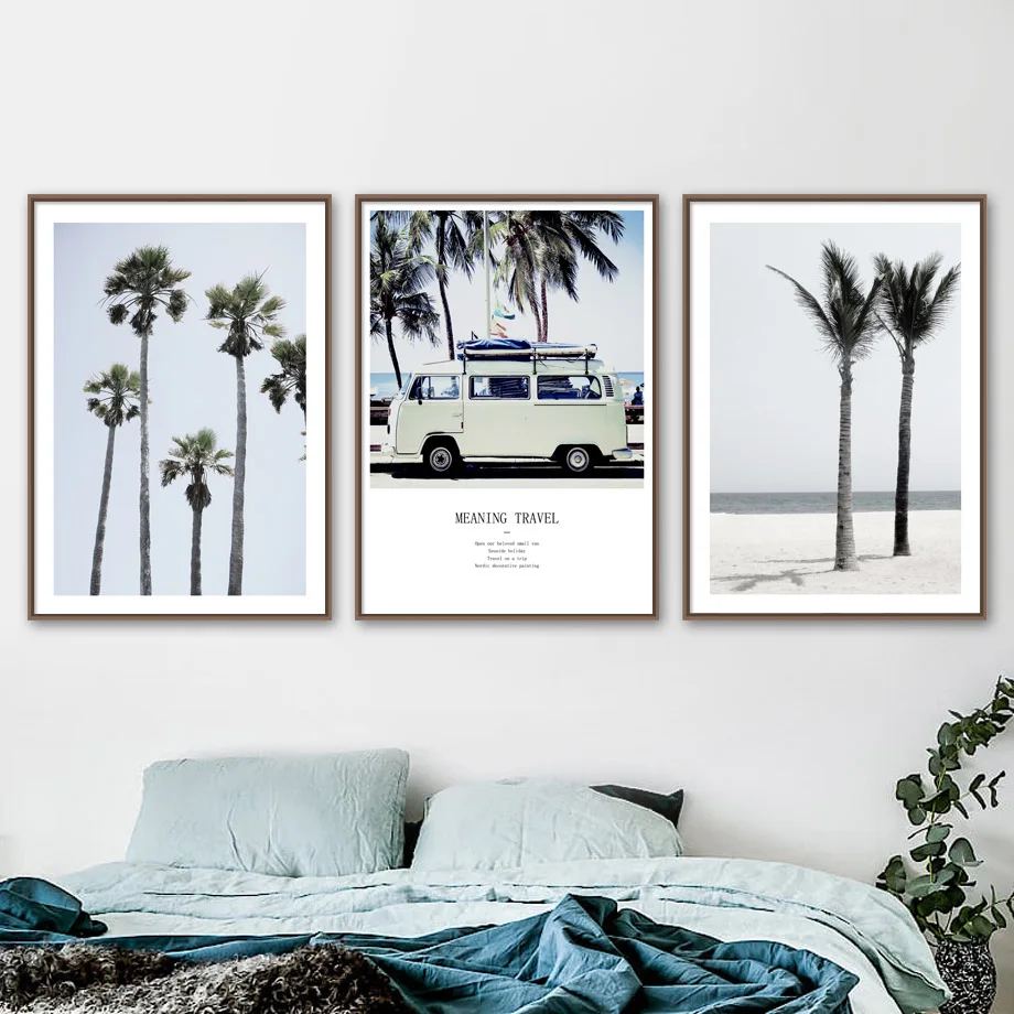 

Beach Coconut Tree Travel Car Wall Art Canvas Painting Nordic Posters And Prints Landscape Wall Pictures For Living Room Decor