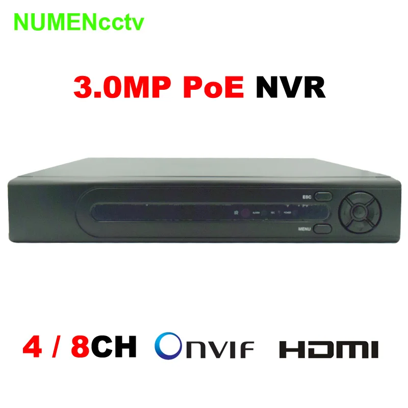 3 мегапикселей 4ch ONVIF 48 В 3mp автономный реального PoE NVR сети видео Регистраторы для PoE ip-камер с goolink p2P Облако Услуги