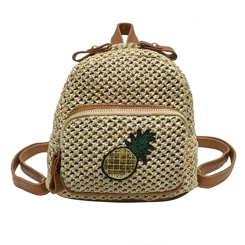 

Small Weave Backpack Women'S Rattan Bag Over Shoulder Hand Bags Christmas Tree Mini Straw Beach Sac Female Rucksack Knapsack