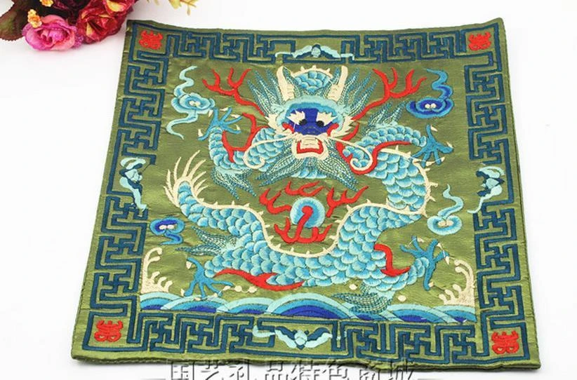 26 26 センチ中国手作り刺繍ドラゴン草グリーン ヴィ ンテ ージ カップ マウス 電話コースター マット Coaster Mat Mat Matmat Cup Aliexpress
