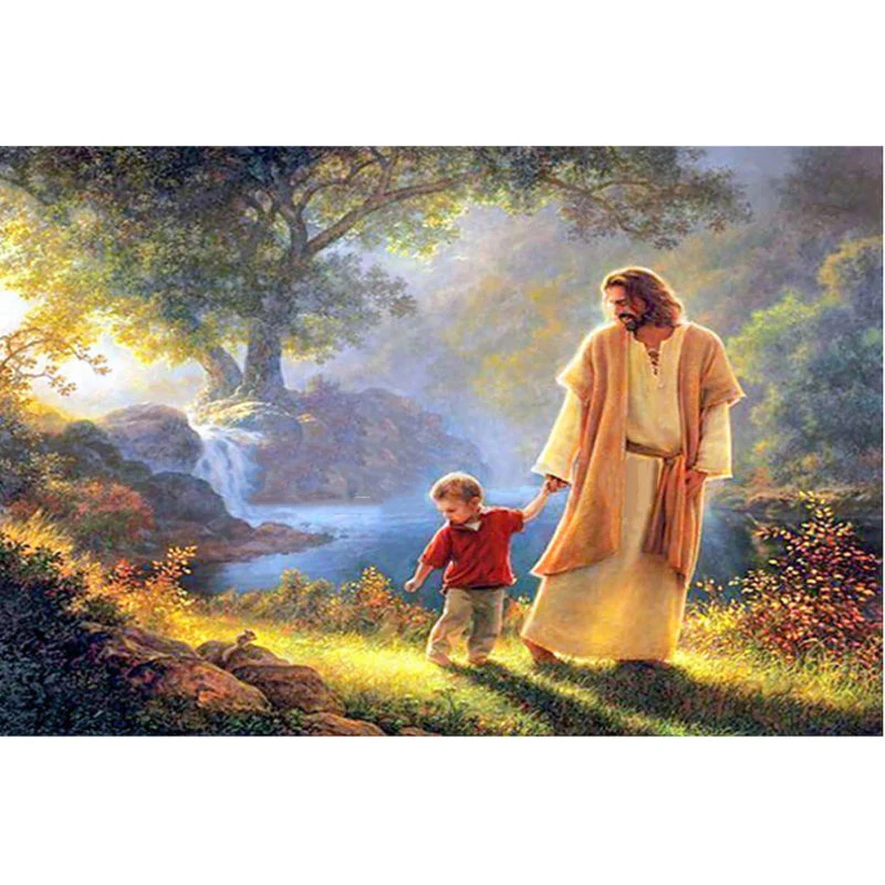 

5D DIY Diamond Embroidery Religion Diamond Painting Jesus Christ Child Needlework Cross Stitch Round Rhinestone Crafts Art