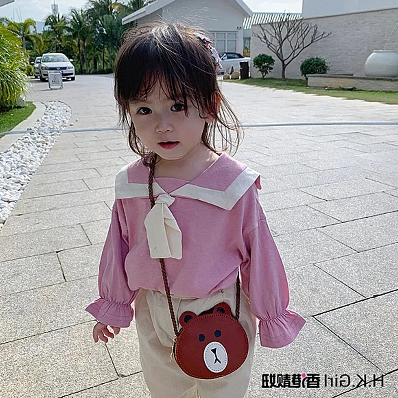 

2019 autumn new arrival girls long sleeve top kids pink shirt