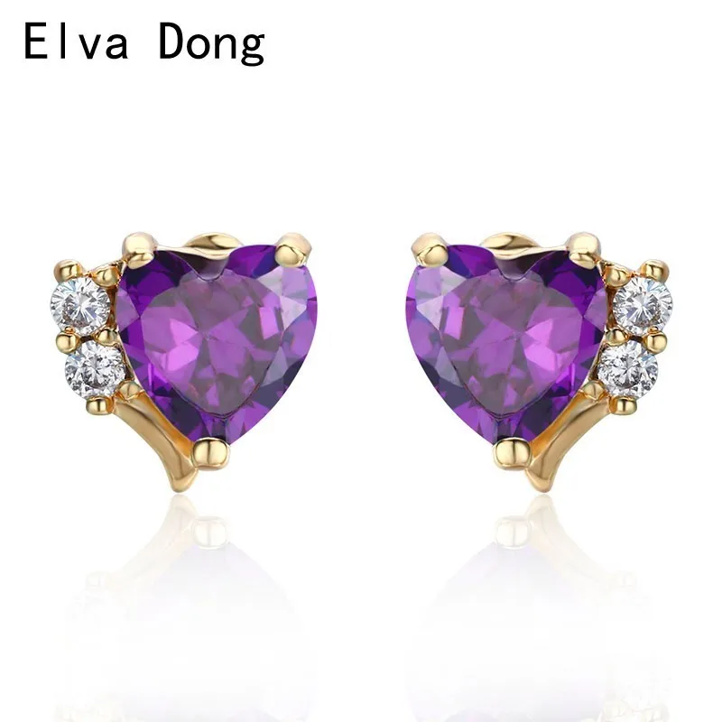 

Small Cute Purple CZ Love Heart Stud Earrings For Women Kids Girls Baby Child Piercing Jewelry Aros Aretes Orecchini Oorbellen