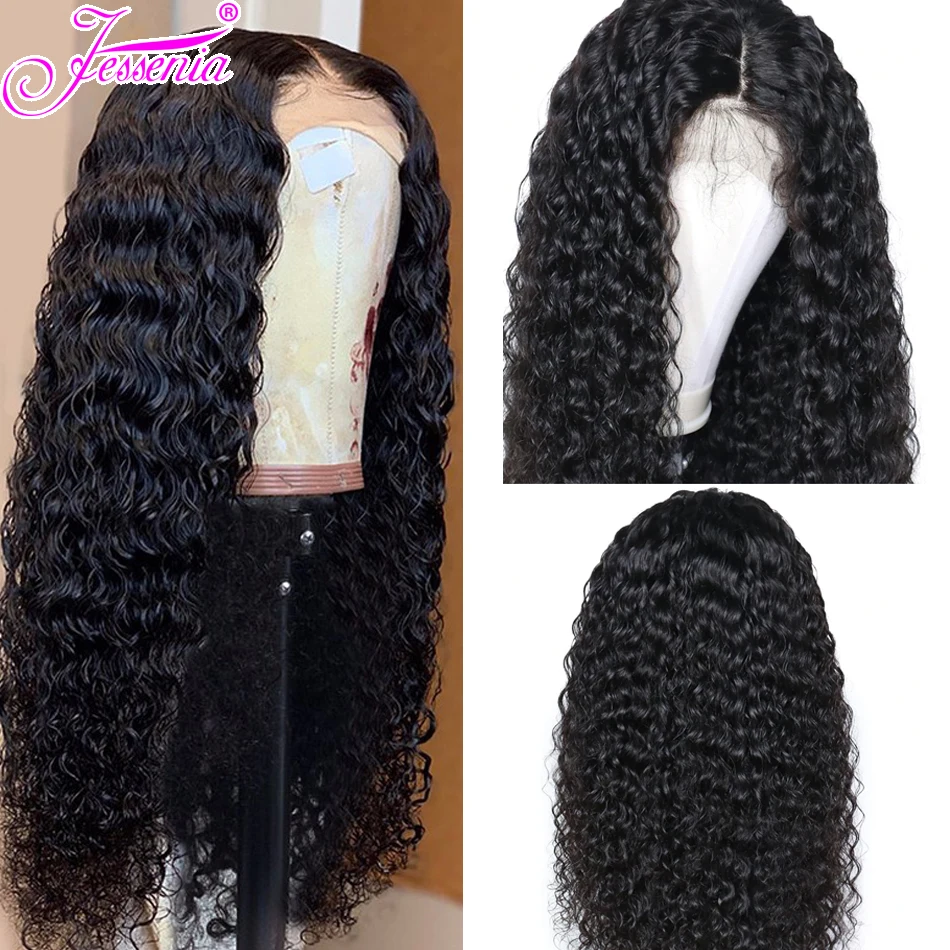 Бразильские глубокие волнистые 13*4 парики из натуральных волос на кружеве 150 плотность предварительно сорванные бразильские человеческие волосы парики для черных женщин
