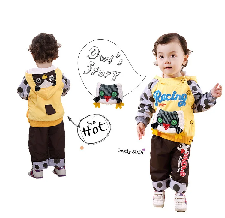 Anlencool/брендовый комплект детской одежды в Корейском стиле, новая осенне-зимняя одежда для малышей стеганые модели одежды для малышей с рисунком совы