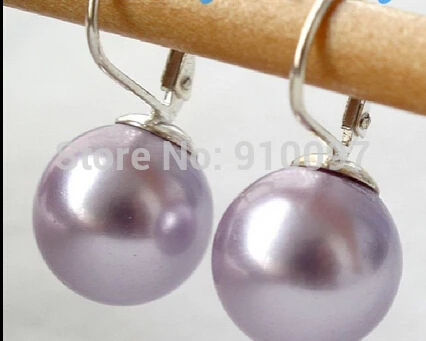 12 Mm Round Black south sea shell pearl earring