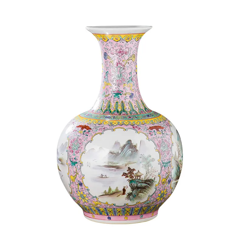 Большая керамическая ваза Jingdezhen в китайском стиле с ручной росписью розами для