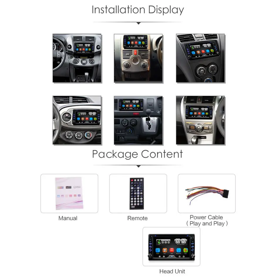 Top 2Din Universal Car In Dash Touch Screen Bluetooth Radio CD DVD MP3 Video Media Player Head Unit Stereos (Without GPS) 12