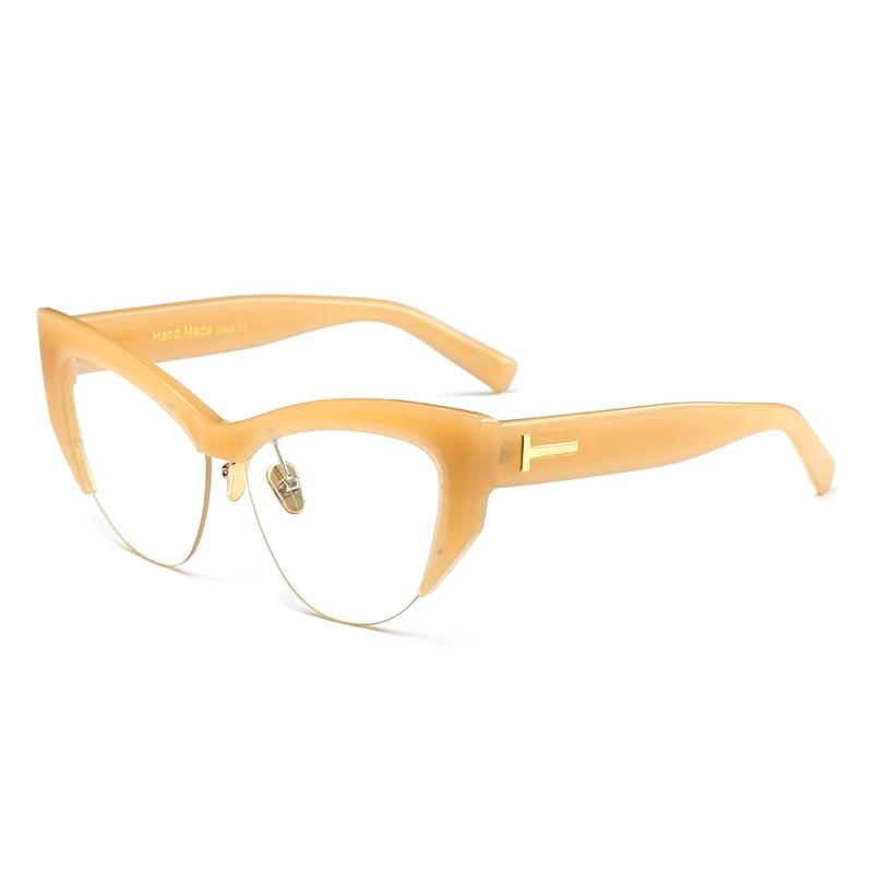 

FEIDU Fashion Big Box Sunglasses Half Frame Cat Eye Sunglasses