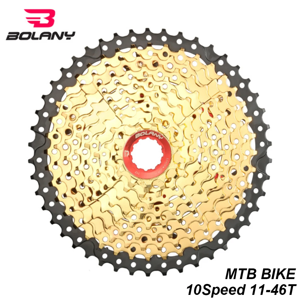 BOLANY MTB велосипед Freewheel 10 скоростная кассета 11-46 T Передаточное отношение сталь черный золотой горный велосипед маховик звездочки велосипед запчасти - Цвет: 10Speed 11-46T