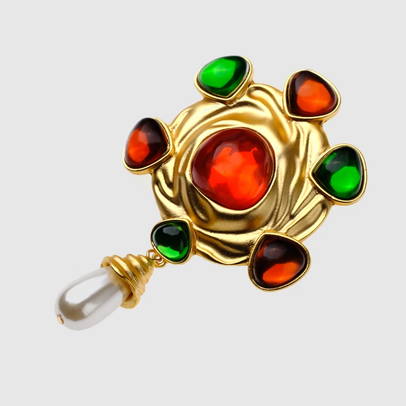 Broche Adorita Boutique Espiral Ouro Listras Cor Embelezado 2 High Quality Joias e Acessórios