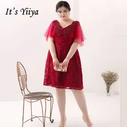 Это YiiYa коктейльное платье v-образным вырезом короткий рукав модельер Bling блестками бантом элегантное торжественное платье вечерние платье