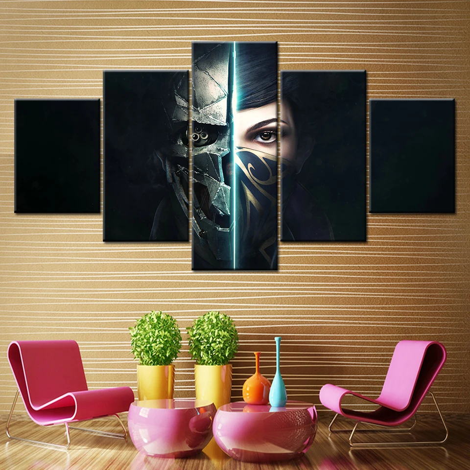 

HD Prints Canvas Wall Art Living Room Home Decor Pictures Dishonored 2 Game Mask Girl Wallpaper Paintings Posters Framework