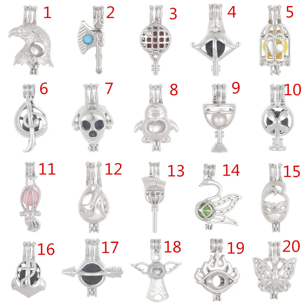 

1pcs Mixed Pearl Cage Locket Pendants Mermaid Essential Oil Diffuser Necklace Locket For DIY Jewelry