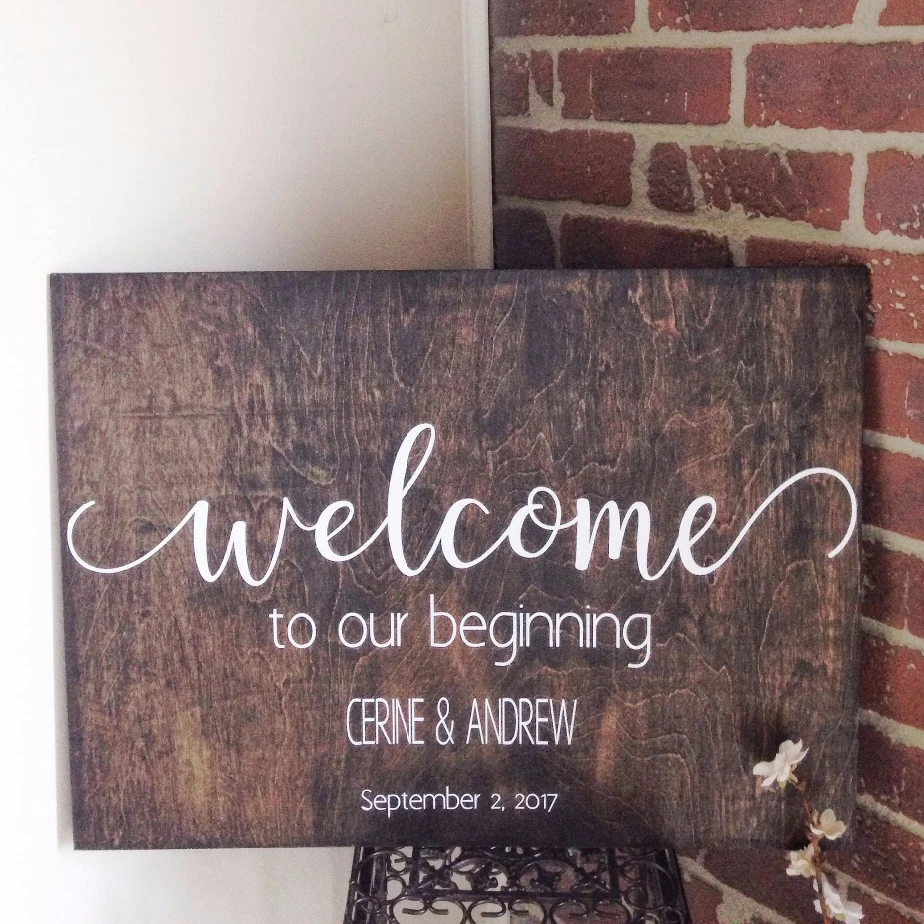 

Simple Wedding Board Decal Custom Design Names Vinyl Wall Sticker Welcome Beginning Sign Vinyl Murals Romantic Decor Art AC121