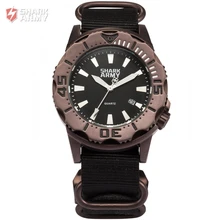 SHARK ARMY Gift Package 100m Water Resistant Date Luminous Hands Nylon Band Wristwatch Clock Men Sports Military Watch / SAW191