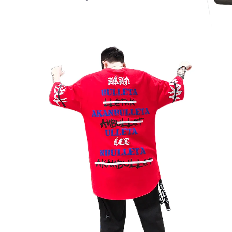 

2019 Fashion Summer Harajuku T shirt Men Hip Hop Streetwear Casual Graphic Mens Tshirts Print Long Rock t Shirt Funny Tops Tees