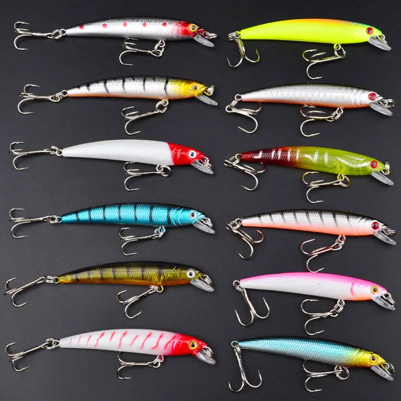 

Lot 12pcs Minnow Fishing Lure Crank Bait Hooks Bass Crankbait Tackle 10.7cm/9.1g
