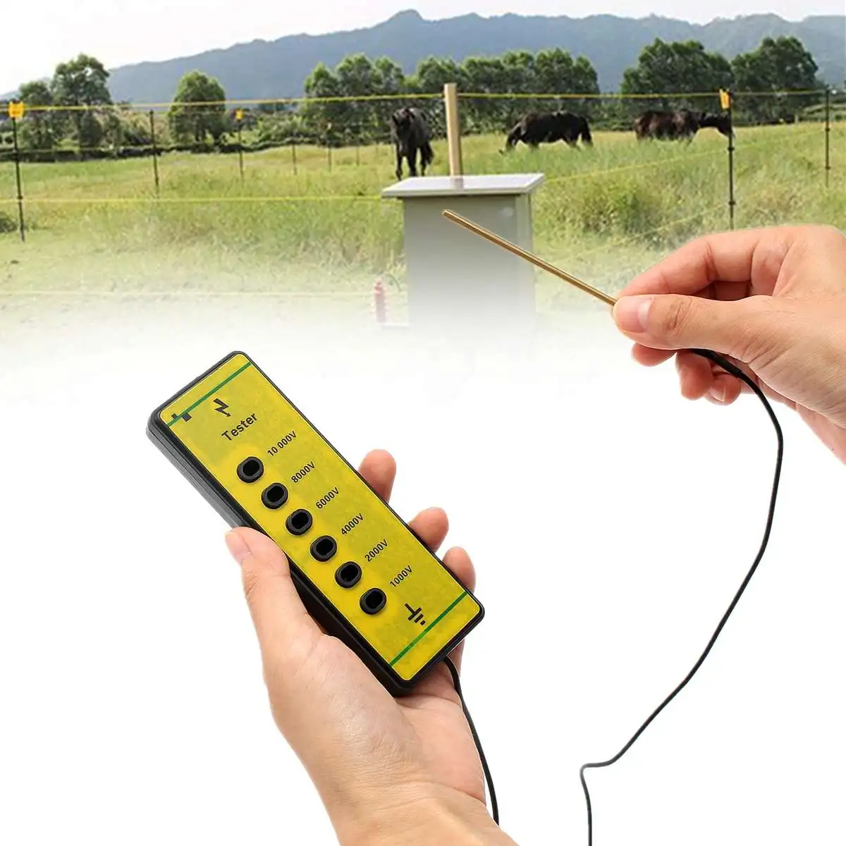 Сельскохозяйственная электрическая подача напряжения на забор тестер ограждения поли проволочная лента веревка энергетический инструмент для ежедневного обслуживания забора 13x4,5x1,5 cm