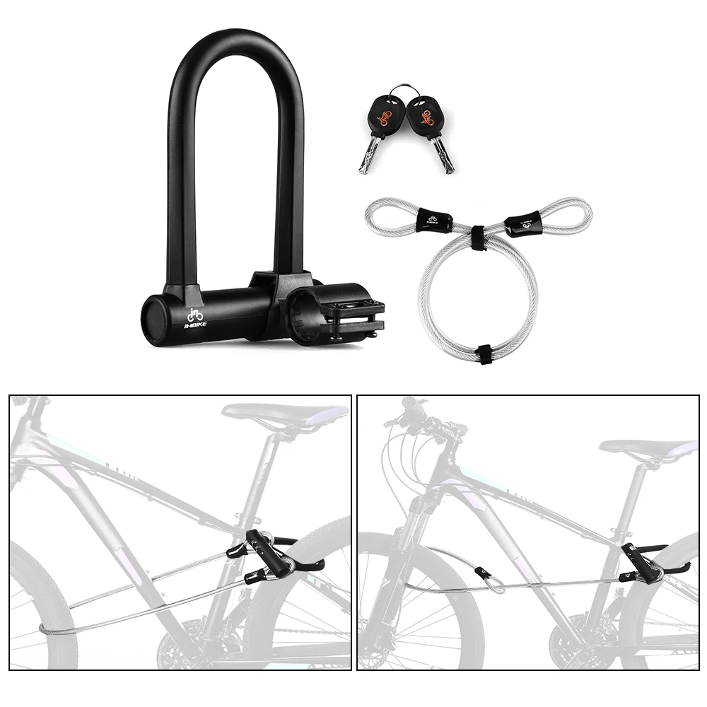 Steel Anti Theft Bike Lock Heavy Duty Anti-shear Steel Bicycle Lock Combination with U Lock Shackle Flex Cable Lock