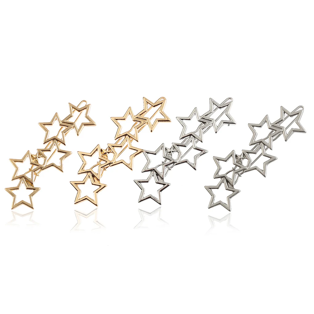 4 шт Для женщин сплав полые заколки со звездочками пятиконечная звезда заколки металлические заколки