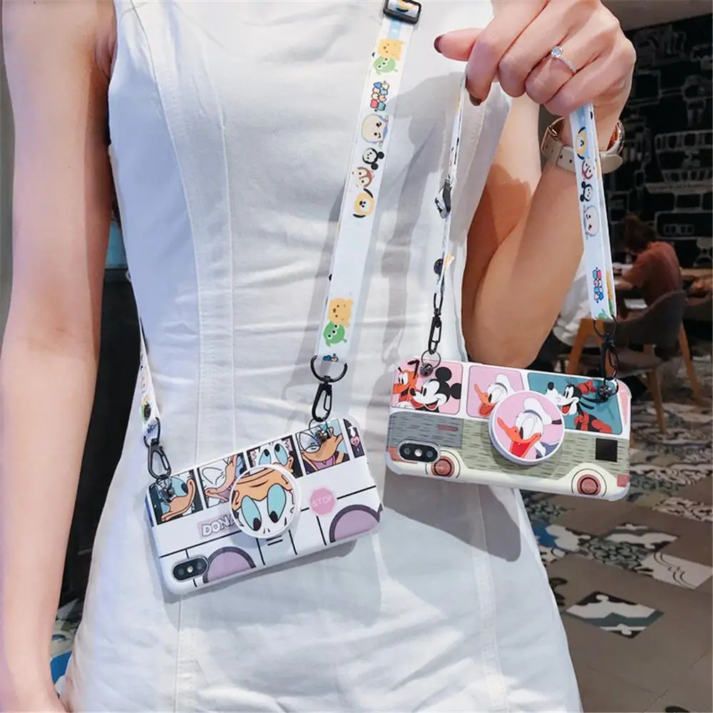 

maosenguoji cartoon support donald bus Hanging neck rope soft Mobile Phone Case for iphone 6 6s 7 7plus 8 plus X XR XS MAX cover