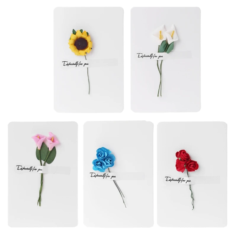 

Artificial Flower Greeting Card Handmade Message Paper Invitation DIY Envelope