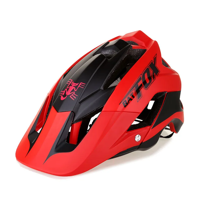 BATFOX велосипедный шлем в целом литой Горный Дорожный шлем ультралегкий велосипедный шлем летучая мышь лиса DH AM casco ciclismo bicicleta - Цвет: Black and red