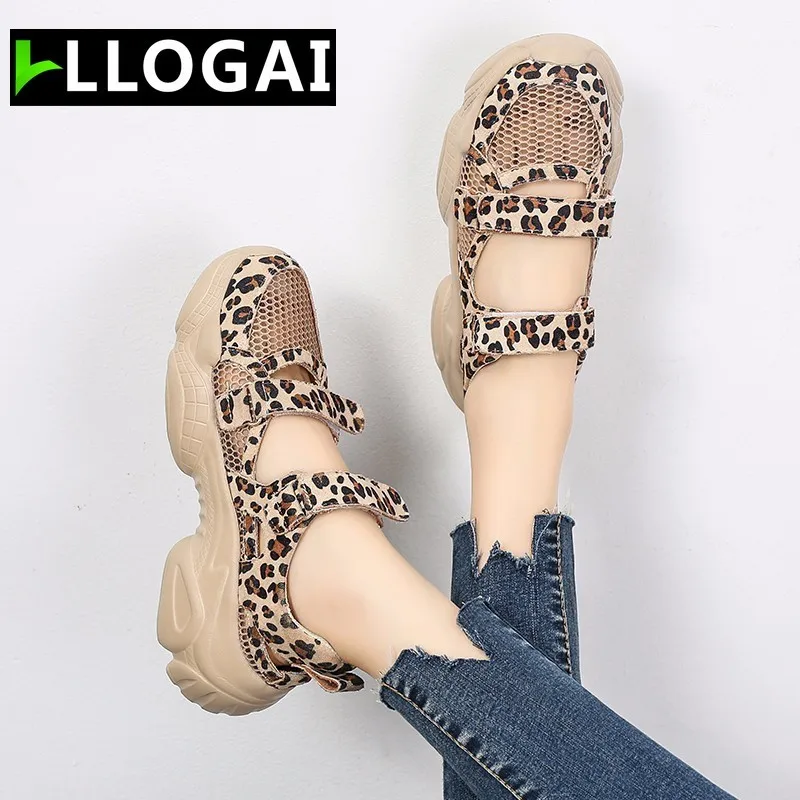 

Breathable Mesh Platform Shoes Round Hollow Out Wedge Sandals Women Shoes Outdoor High Heels Sandalen Suede Summer Woman Shoes