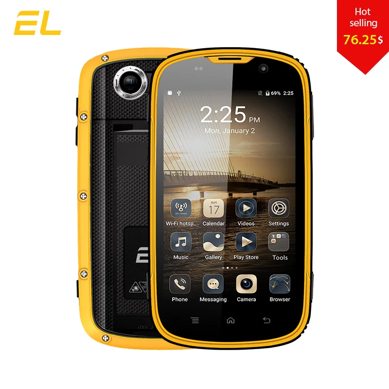E L W5 Mobile Phone Android Original Phones Waterproof Shockproof Phone Quad Core Touch Phone font