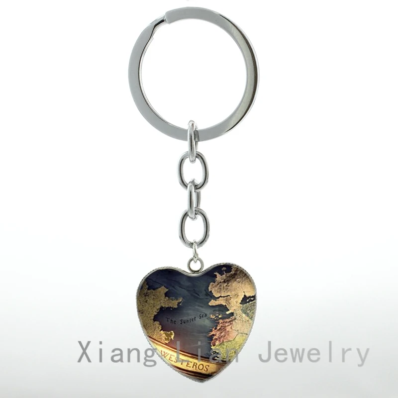 

New Vintage Westeros Map case for Game of thrones keychain fashion american movie element dragon jewelry key chain ring HP89