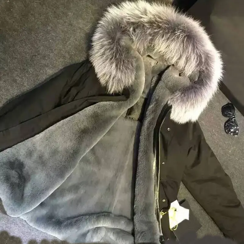 Мужская куртка модная черный парка с большой теплый воротник зимнее пальто
