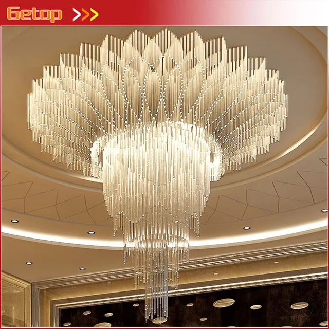 Luxury Hall Crystal Large Lights Circular Living Room Engineering Luxury Hall Crystal Large Lights Circular Living Room Engineering Hotel Pendant Light Villa Mall Lamps