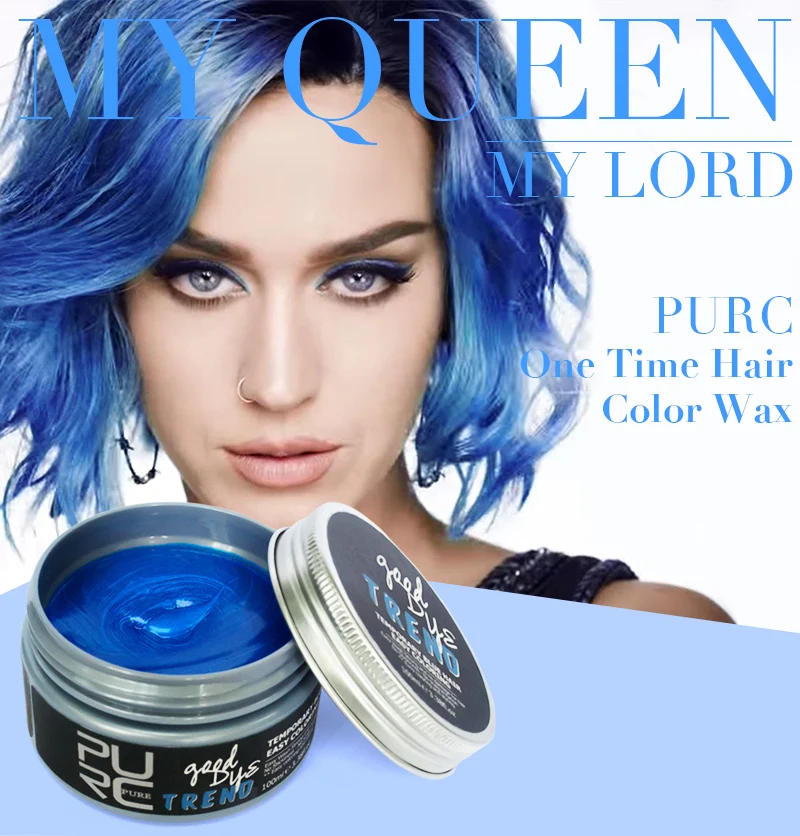PURC цвета, воск для волос, для укладки, помадка, серебряная, серая, одноразовая Временная Краска для волос, одноразовая, модная, Формовочная краска, грязевой крем - Цвет: Blue