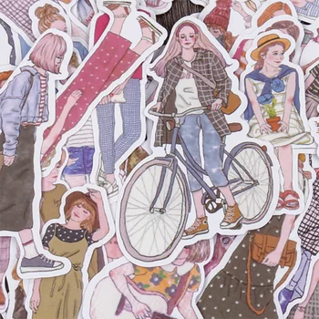 

100pcs Fashion Smart Girl's Paper Stickers Cute Stationery DIY Scrapbooking Postcards Decorations Self Adhesive Seal Labels