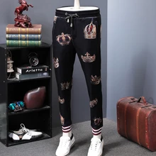 Спортивные брюки с эластичной резинкой на талии, мужские хлопковые брюки в полоску