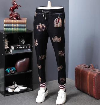 

Elastic Waist Track Pants Side Stripe Trousers Mens design cotton