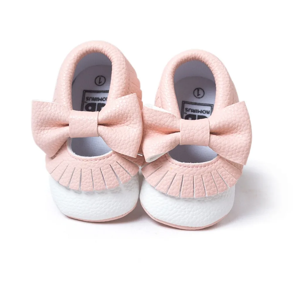 Пинетки Новорожденные обувь для девочек кисточкой лук мягкие первые ходоки детские мокасины Prewalkers дети moccs обувь для девочек 2016