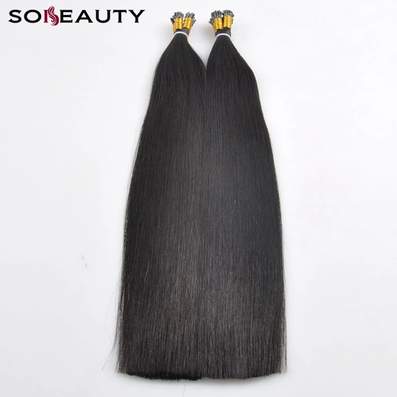 Sobeauty remy волосы для наращивания на кончиках 40 г/упак. 1" 18" 2" 22" человеческие волосы для наращивания шелковистые прямые волосы для наращивания 1B цвет